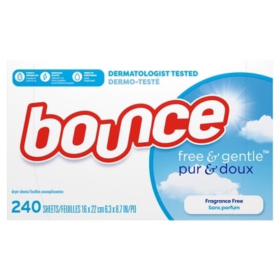 Bounce Free & Gentle Dryer Sheets, Unscented, 240 Count 240 ea, $0.07/1ea
