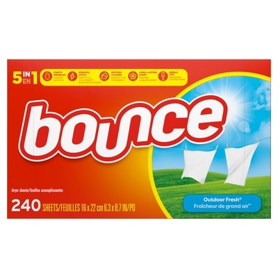 Bounce Feuilles d’assouplissant textile, parfum Fraîcheur de grand air, 240 feuilles 240 ea, 0,07 $/1ch