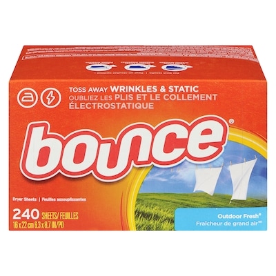 Bounce Feuilles d’assouplissant textile, parfum Fraîcheur de grand air, 240 feuilles 240 ea, 0,06 $/1ch