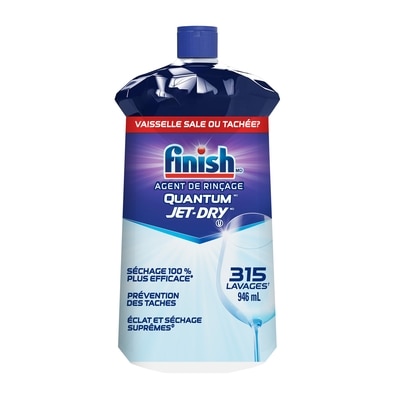 Finish Jet-Dry, Agent de rinçage pour lave-vaisselle, Quantum, Agent de rinçage et de séchage pour lave-vaisselle 946 ml, 1,69 $/100ml