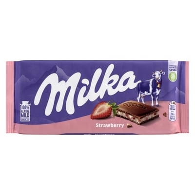 Milka Chocolat Fraise 100 g, 3,49 $/100g