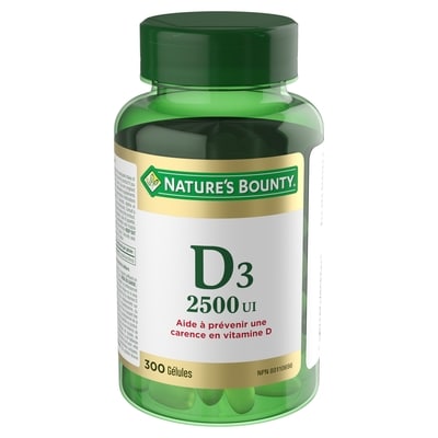 Nature’s Bounty Vitamine D3, 2 500 UI 300 ea, 0,05 $/1ch
