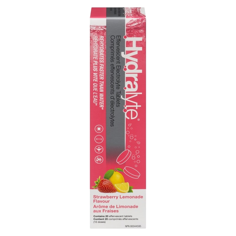 Effervescent Electrolyte Tablets Strawberry Lemonade Flavor