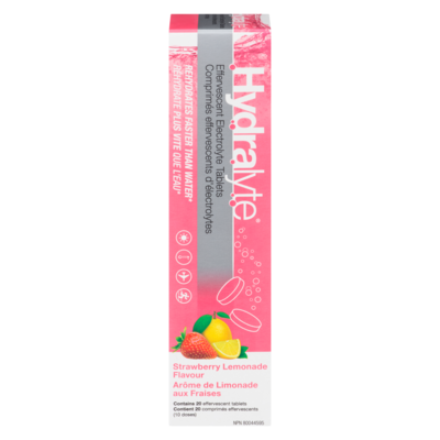 Hydralyte Effervescent Electrolyte Tablets Strawberry Lemonade Flavor 20 ea, $0.82/1ea
