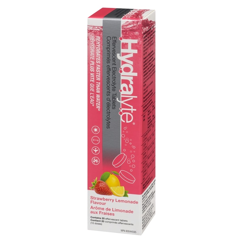 Effervescent Electrolyte Tablets Strawberry Lemonade Flavor