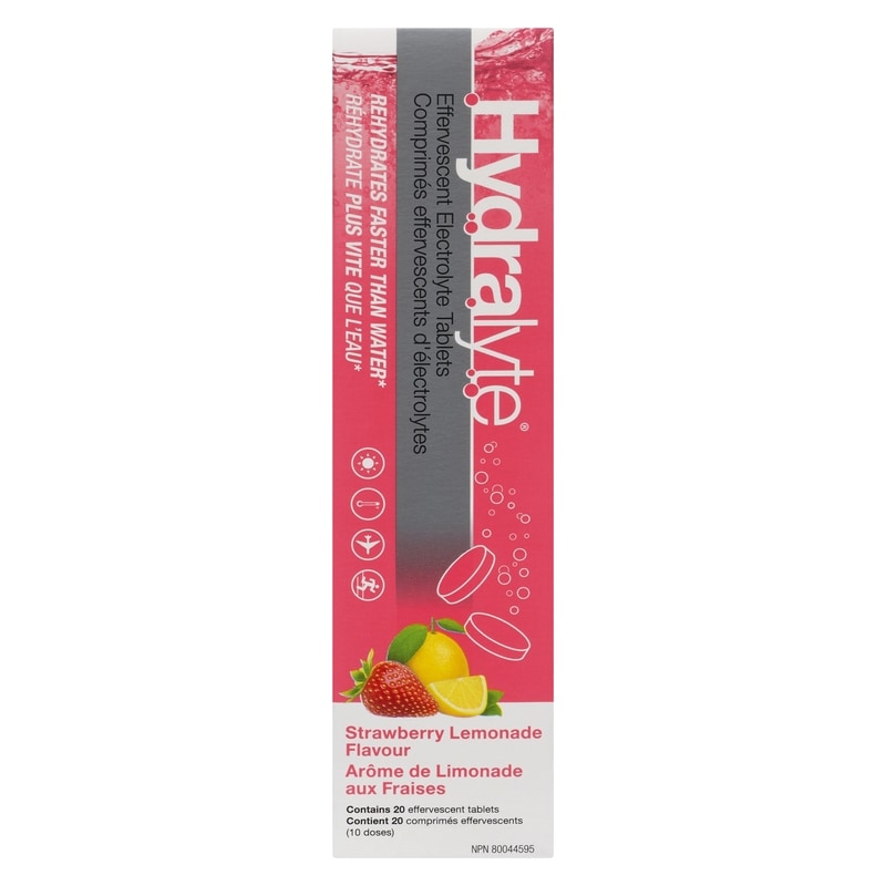 Effervescent Electrolyte Tablets Strawberry Lemonade Flavor