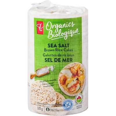 PC Biologique Galettes de riz brun au sel de mer 120 g, 3,74 $/100g
