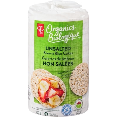 PC Organics Unsalted Brown Rice Cakes 120 g, $2.49/100g