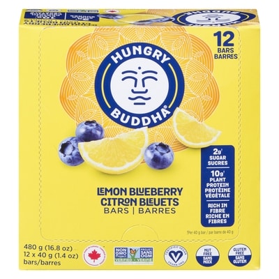 Hungry Buddha Barre collation au citron et aux bleuets 12x40.0 g, 6,25 $/100g