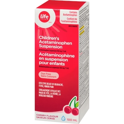 Acétaminophène en suspension pour enfants à 160 mg, saveur de cerise