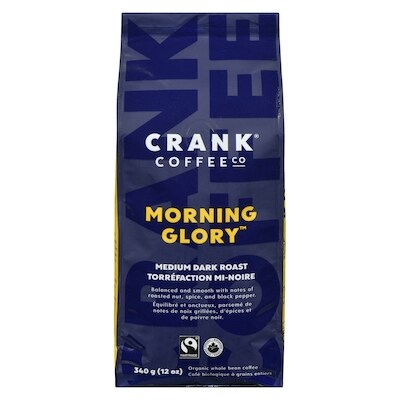 Crank Coffee Co. Café Biologique À Grains Entiers Torréfaction Mi-Noire 340 g, 5,59 $/100g