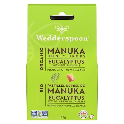 Wedderspoon Organic Eucalyptus With Bee Propolis Manuka Honey Drops 120 g, $8.74/100g