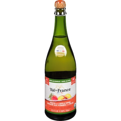 Val De France Sparkling Juice From Concentrate Non-Alcoholic Peach Flavored Apple Drink 750 ml, $1.00/100ml