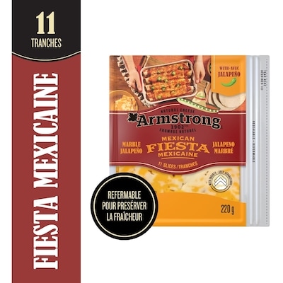 Armstrong Fromage Cheddar avec Jalapeno Fiesta Mexicaine en tranches 220 g, 2,72 $/100g