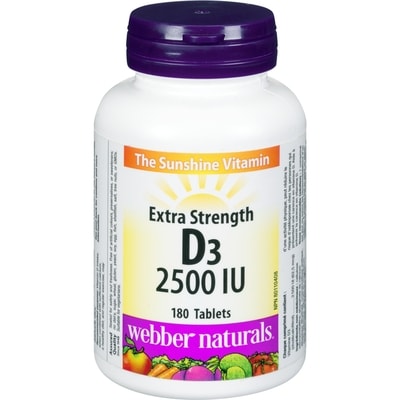 Webber Naturals D₃ 2500 Iu Extra Strength 180 ea, $0.05/1ea