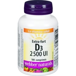 Webber Naturals D₃ 2 500 Ui Extra-Fort 180 ea, 0,05 $/1ch