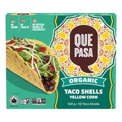 Que Pasa Coquilles à tacos de maïs jaune biologique 130 g, 3,08 $/100g