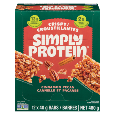 Simply Protein Snack Bar Cinnamon Pecan (Case) 12x40.0 g, $6.25/100g