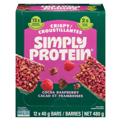 Simply Protein Snack Bar Cocoa Raspberry, 12-Pack 12x40.0 g, $6.25/100g
