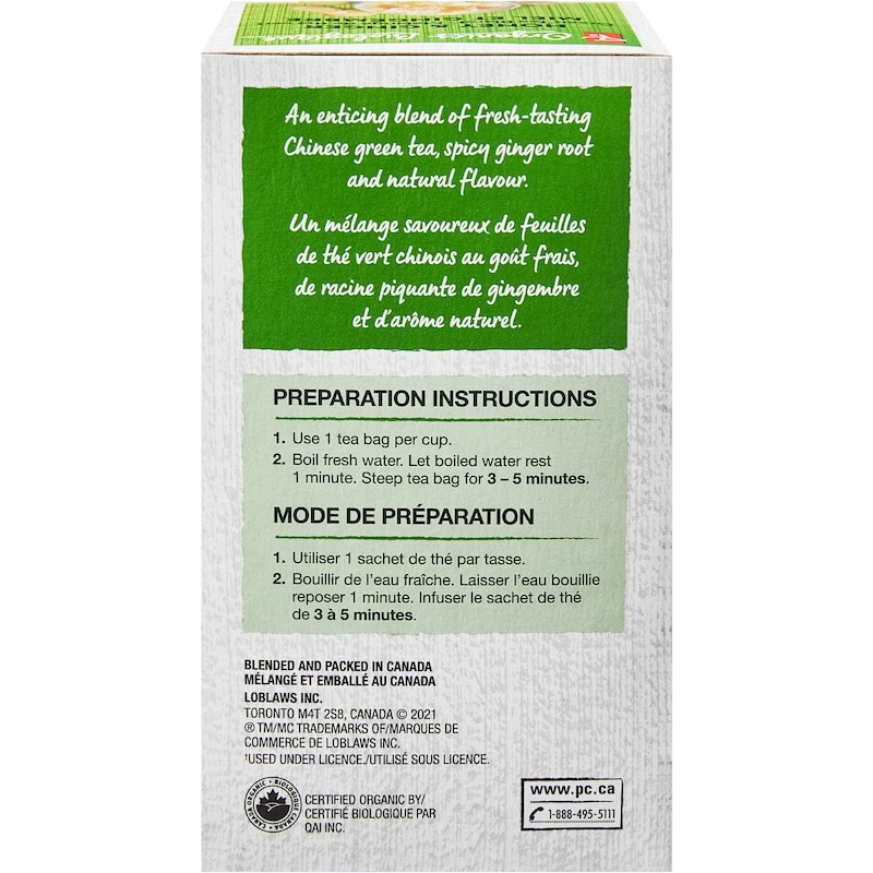 Honey and Ginger Green Tea Blend, Organic