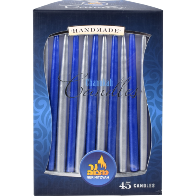 Ner Mitzvah Bougies de Hanoukka (bleues et argentées métallisées) 1 ea, 12,99 $/1ch