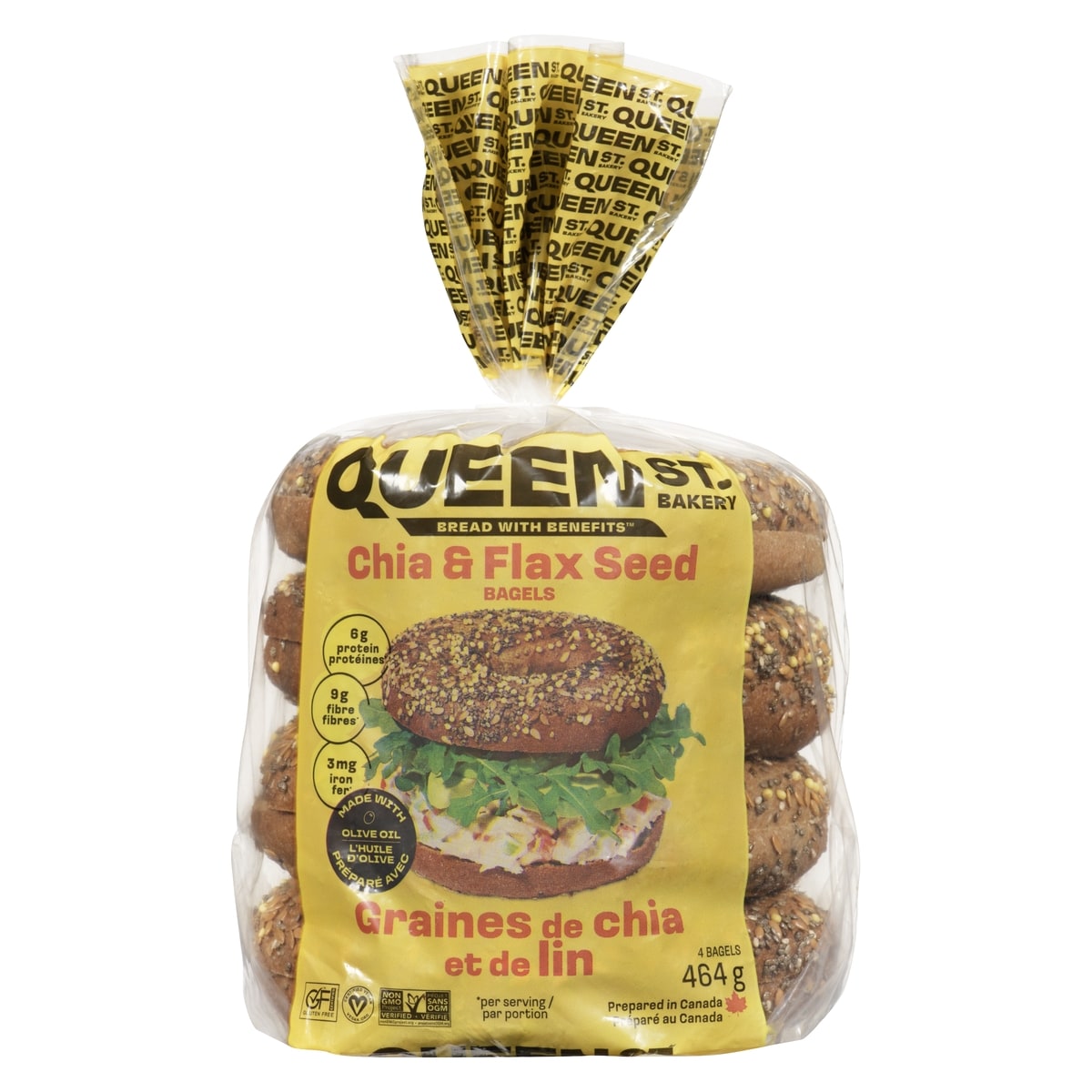 Queen St. Bakery Graines De Chia Et De Lin Superfood Bagels 464 g, 1,72 $/100g