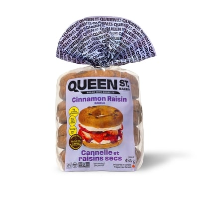 Queen St. Bakery Cinnamon Raisin Superfood Bagels 464 g, $1.94/100g