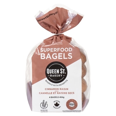 Queen St. Bakery Cinnamon Raisin Superfood Bagels 464 g, $1.94/100g