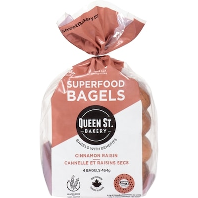 Queen St. Bakery Cannelle Et Raisins Secs Superfood Bagels 464 g, 2,15 $/100g