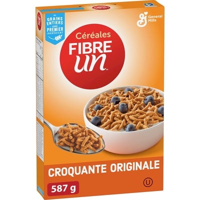 General Mills Fibre Un, Croquante Originale, Céréales pour le Petit-Déjeuner Riches en Fibres et en Grains Entiers  587 g, 1,36 $/100g