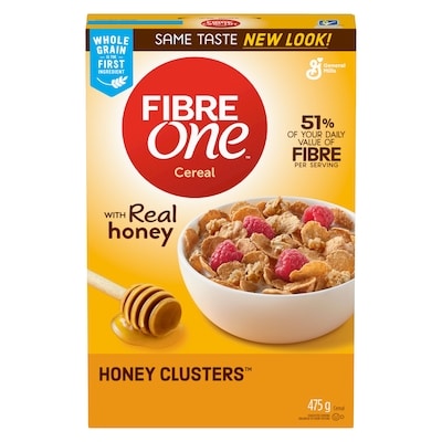 General Mills Fibre One Breakfast Cereal, Honey Clusters, High Fibre and Whole Grains 475 g, $1.68/100g