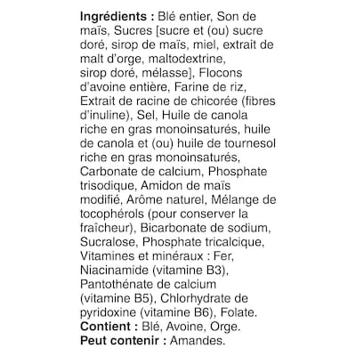 Fibre Un, Grappes de Miel, Céréales pour le Petit-Déjeuner Riches en Fibres et en Grains Entiers