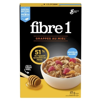 Fibre Un, Grappes de Miel, Céréales pour le Petit-Déjeuner Riches en Fibres et en Grains Entiers