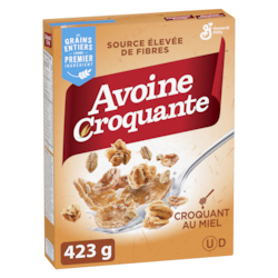 General Mills Avoine Croquante aux Miel, Céréales Pour le Petit-Déjeuner Riche en Fibres, Grains Entiers 423 g, 1,42 $/100g