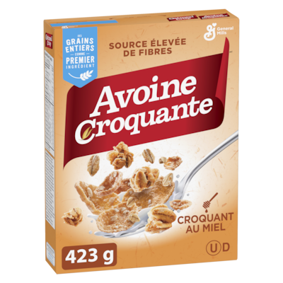 General Mills Avoine Croquante aux Miel, Céréales Pour le Petit-Déjeuner Riche en Fibres, Grains Entiers 423 g, 1,42 $/100g