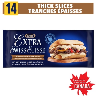 Kraft Extra Swiss Slices 390 g, $1.92/100g