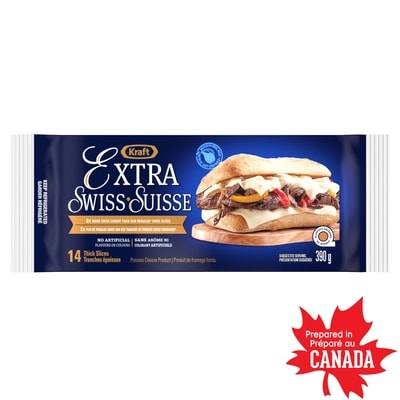 Kraft Extra Swiss Slices 390 g, $2.05/100g
