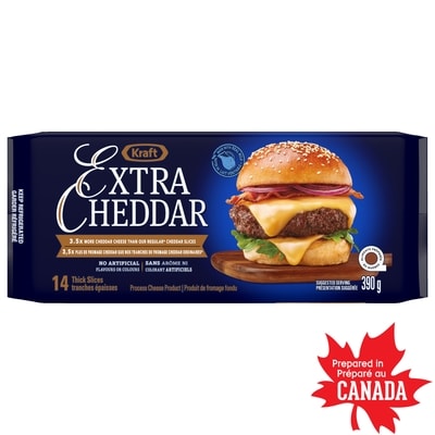 Kraft Extra Cheddar Slices 390 g, $2.05/100g