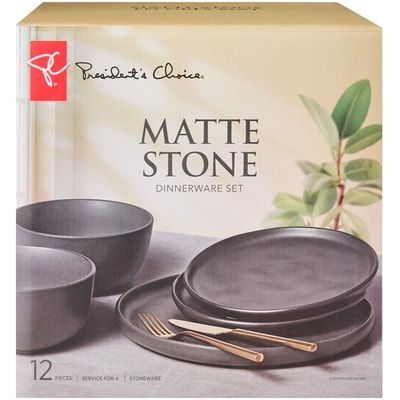 President's Choice Matte Stone Stoneware Dinnerware Set, 12-Piece 1 ea, $65.00/1ea