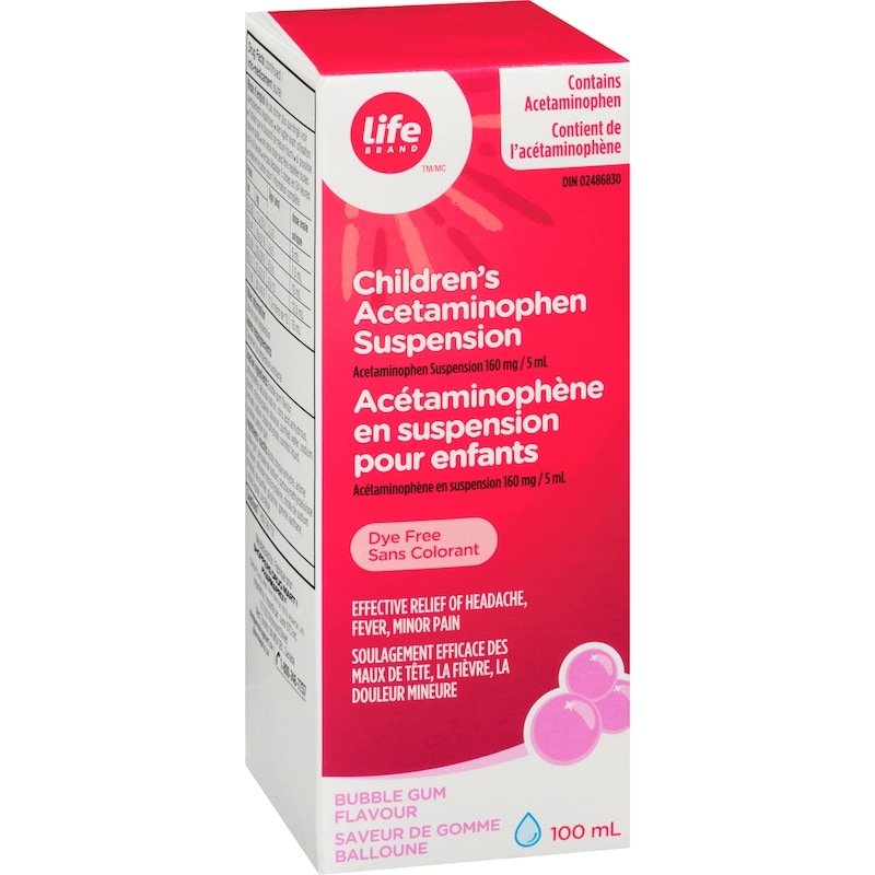 Bubble Gum Flavour Children's Acetaminophen Suspension 160 mg