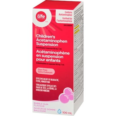 Bubble Gum Flavour Children's Acetaminophen Suspension 160 mg