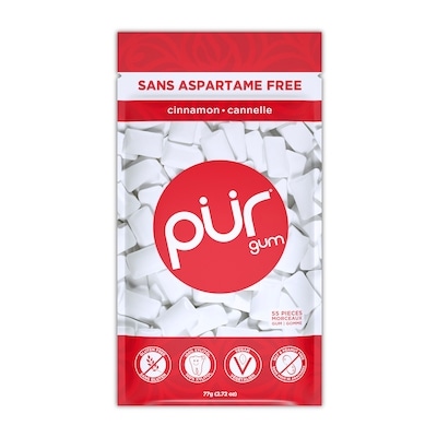 Pur Gum Gomme à Mâcher Sans Aspartame au Goût Naturel de Canelle 77 g, 6,48 $/100g