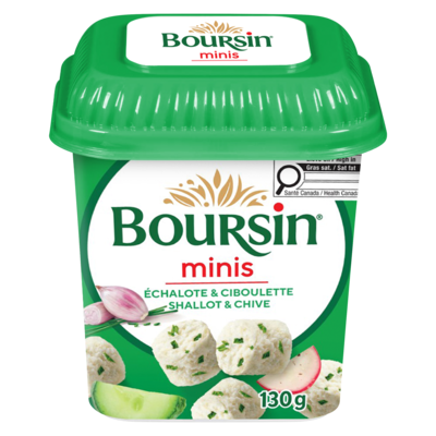 Boursin Minis Shallot & Chive 39 % M.F. Fresh Soft White Cheese 130 g, $4.62/100g