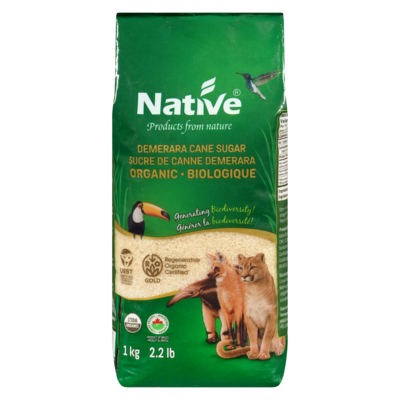 Native Sucre de canne Demerara biologique 1 kg, 0,70 $/100g