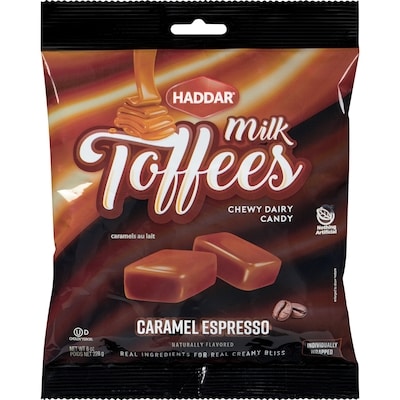 Haddar Milk Toffees Chewy Dairy Candy Caramel Espresso 227 g, $2.64/100g