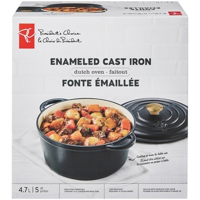 President's Choice Enameled Cast Iron Dutch Oven, Black 1 ea, $75.00/1ea