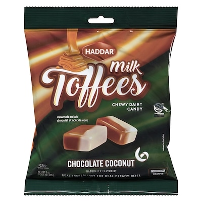 Haddar Milk Toffees Chewy Dairy Candy Chocolate Coconut 227 g, $2.64/100g