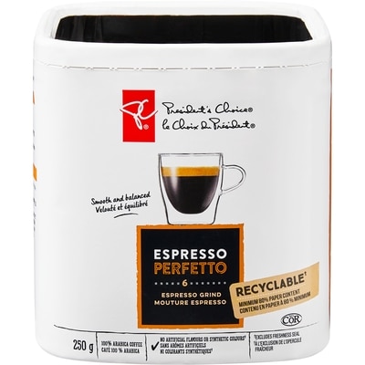 President's Choice Espresso Perfetto Espresso Grind Coffee 250 g, $3.80/100g