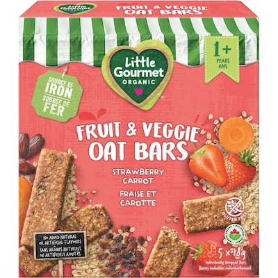Baby Gourmet Barres à l'avoine bio fruits et légumes fraise et carotte  90 g, 5,54 $/100g