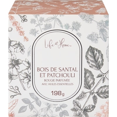 Life at Home Bougie parfumée – Bois de santal et patchouli 1 ea, 10,00 $/1ch